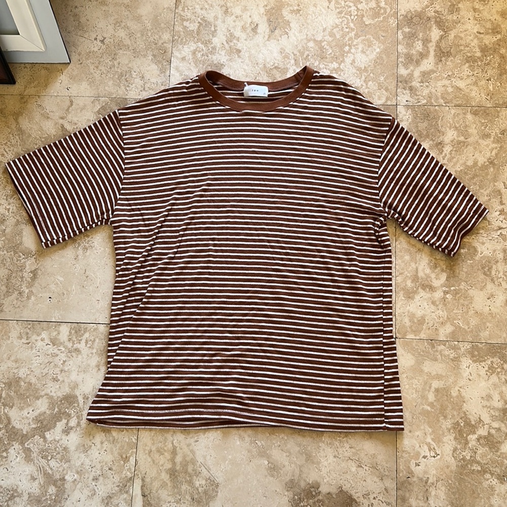 Raw brown and white striped shirt, soft
